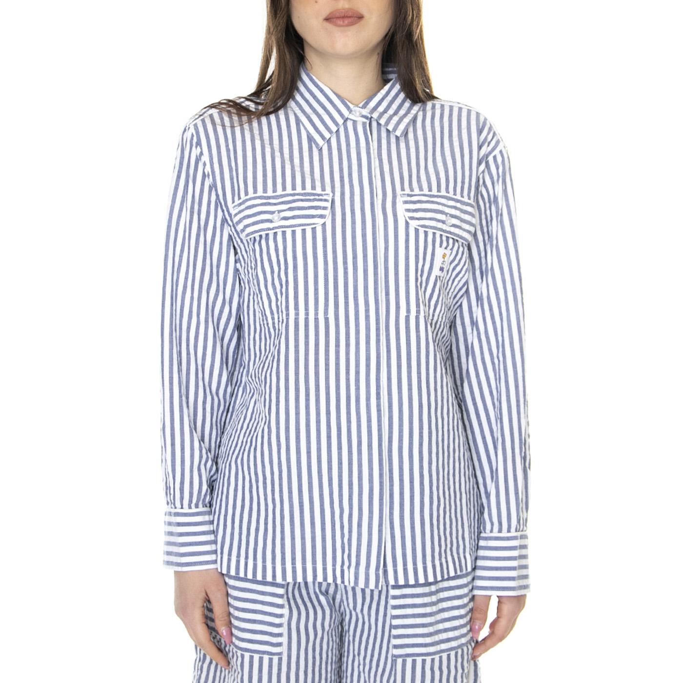 W' Elena Shirt SS Matching Sets Light Blue Multi - Camicia Donna Blu / Multicolore 281200120-LBL  OBEY 