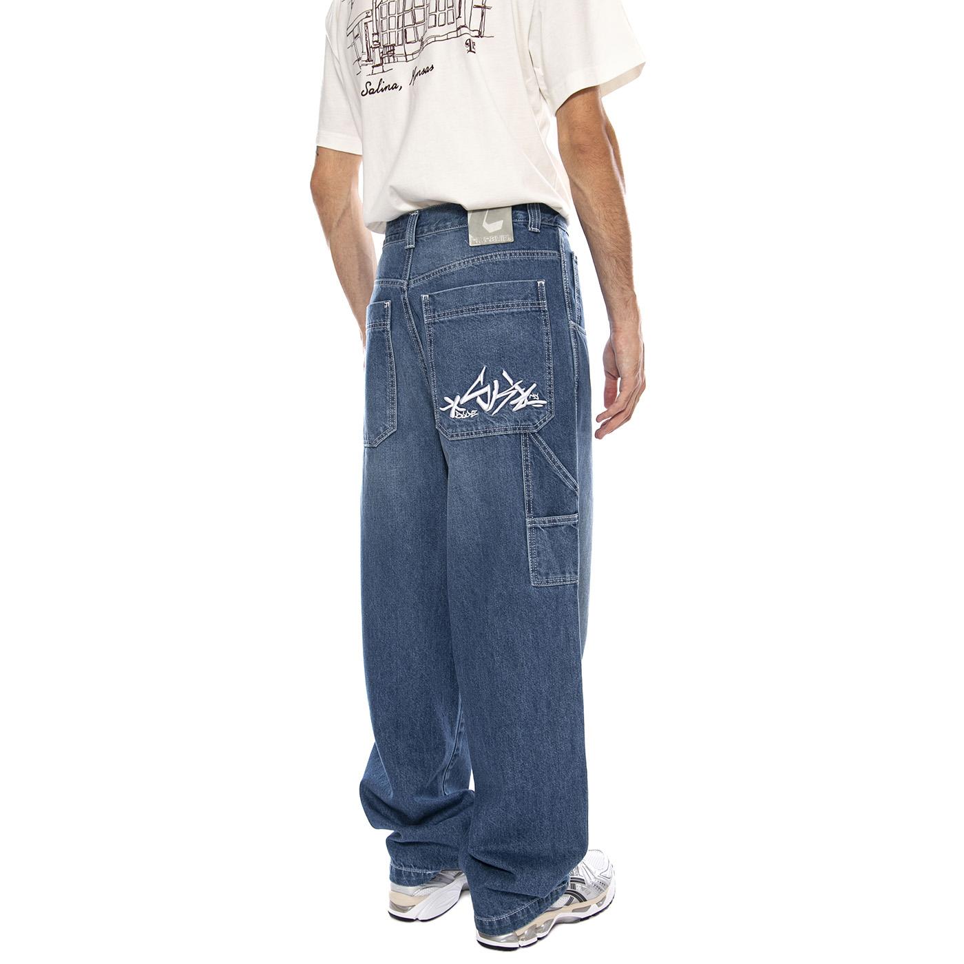 Baggy T. Denim Blue Lav Used Chiaro - Pantaloni Denim Jeans Uomo Blu R.BIANCO-L-DNMB-660 . BLUESKIN 