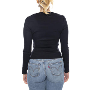 Essential Sqrd Neck Long Sleeve - Bright White Rib - Maglietta Girocollo Maniche Lunghe Donna Nera 005IO 0000 LEVIS 