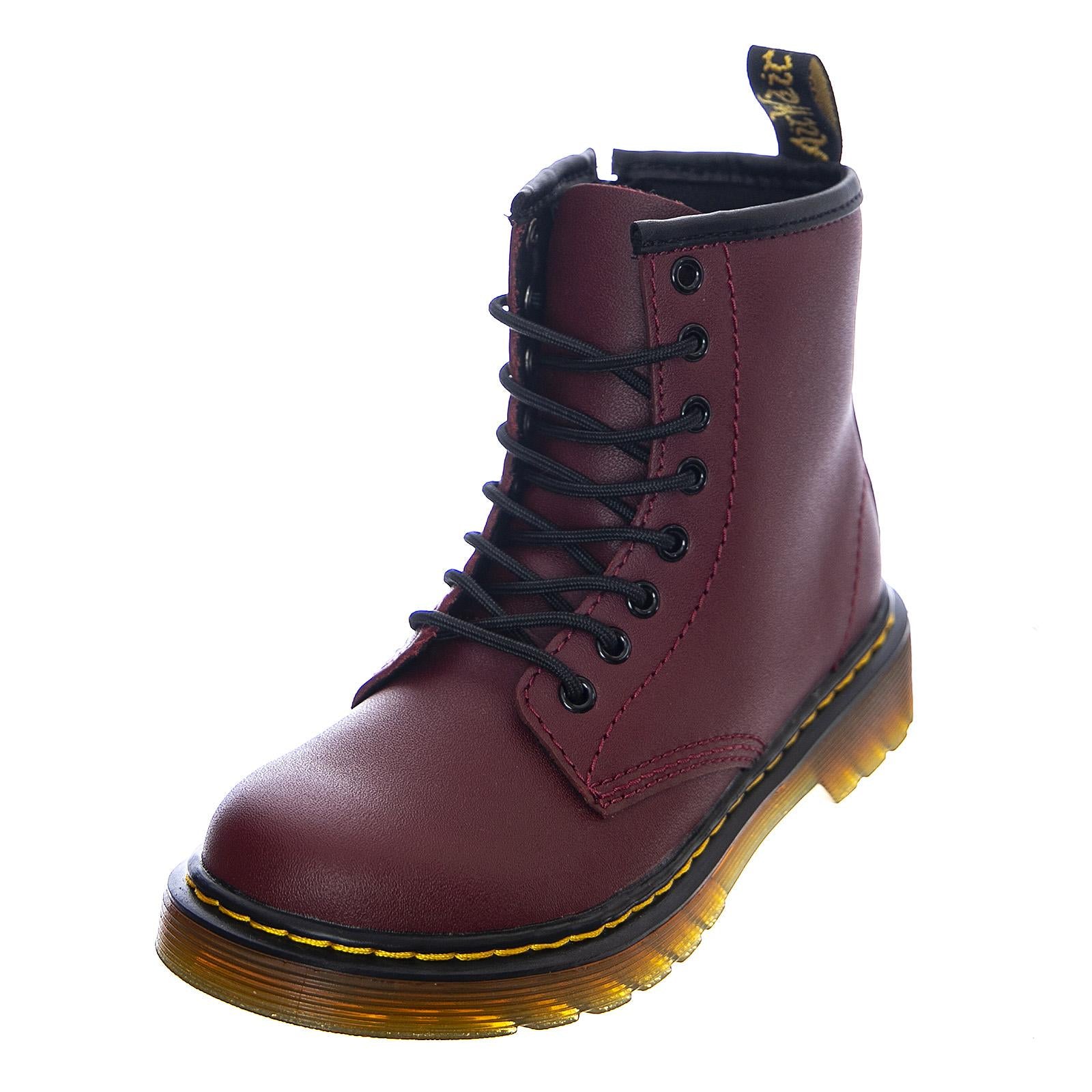 Junior 1460 Boots - Cherry Red Softy - Stivali Stringati Profilo Medio Ragazzi Bordeaux DMK1460CR15382601  DR.MARTENS 