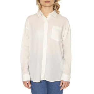 Blythe Sheer Stripe Shirt LS Azurine Multi - Camicia Donna Bianca 281200139-AZR  OBEY 