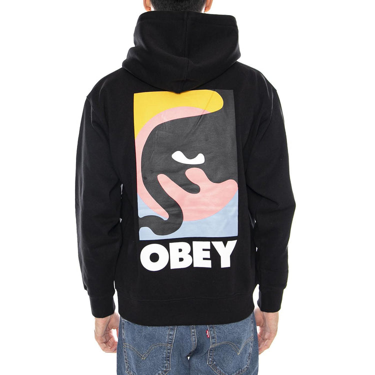 OBEY Quarter Icon Fleece Black -- Felpa con Cappuccio Uomo Nera 112844193 BLK OBEY 
