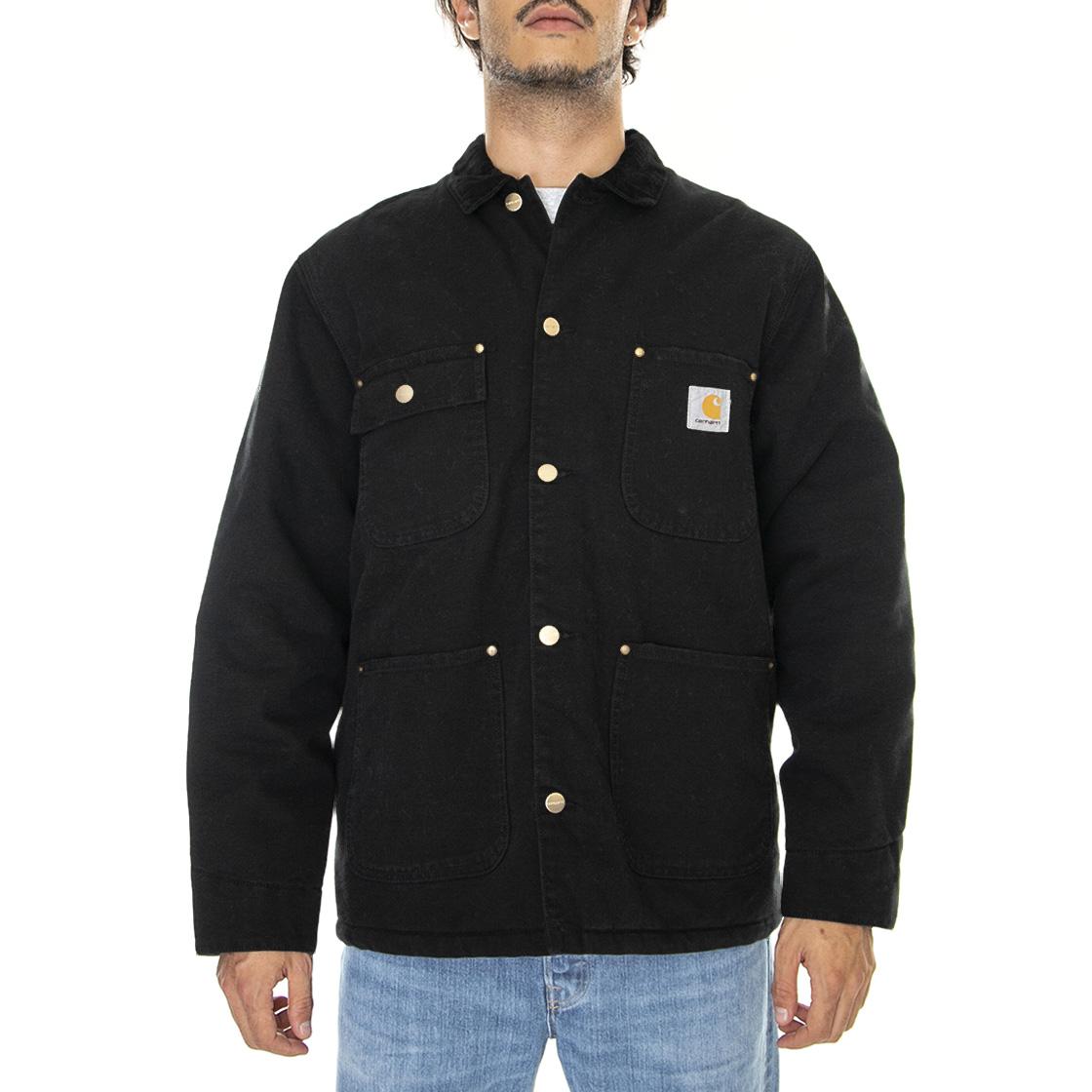 OG Chore Coat Black / Black aged canvas - Giacca Invernale Uomo Nera I027357-00E3K  CARHARTT WIP 