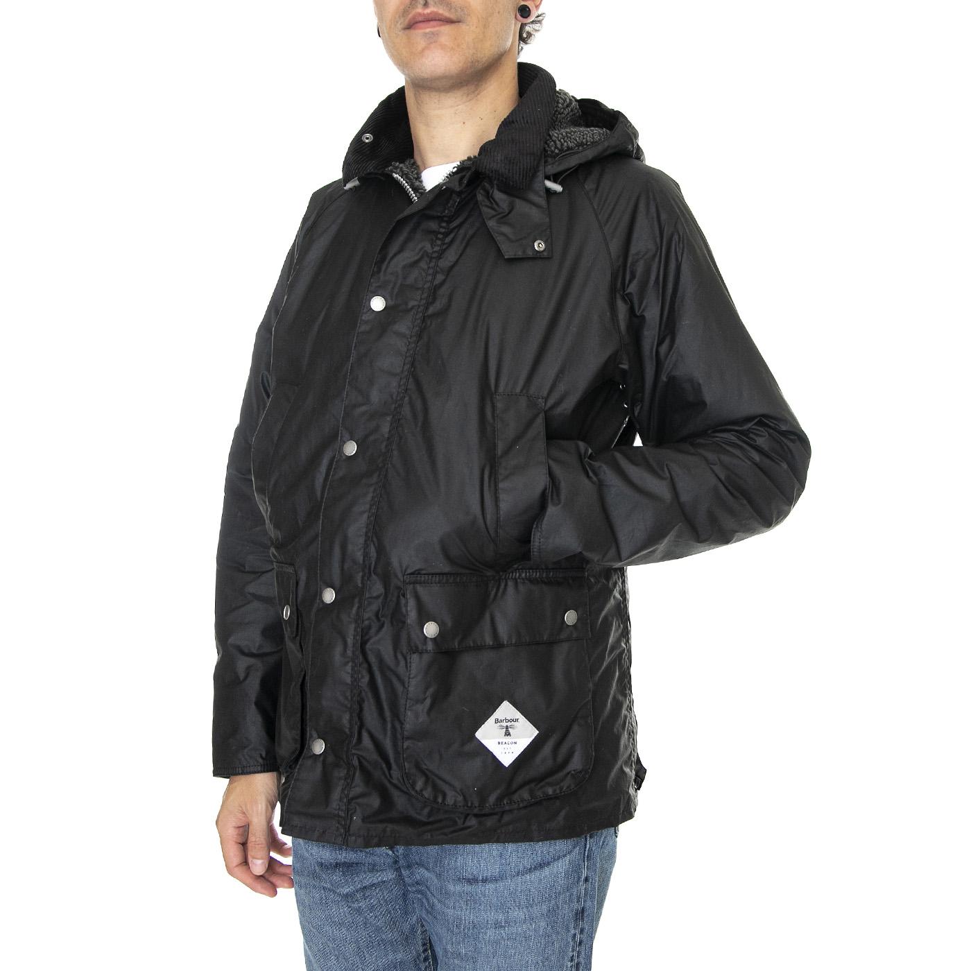 Beacon Fleece Lined Bedale Wax Black - Giacca Invernale Uomo Nera 222MMWX1830  BARBOUR 