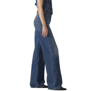 RIBCAGE WIDE LEG POLAR PERIMETER - Pantaloni Denim Jeans a Zampa Donna Blu A6081 0012 LEVIS 