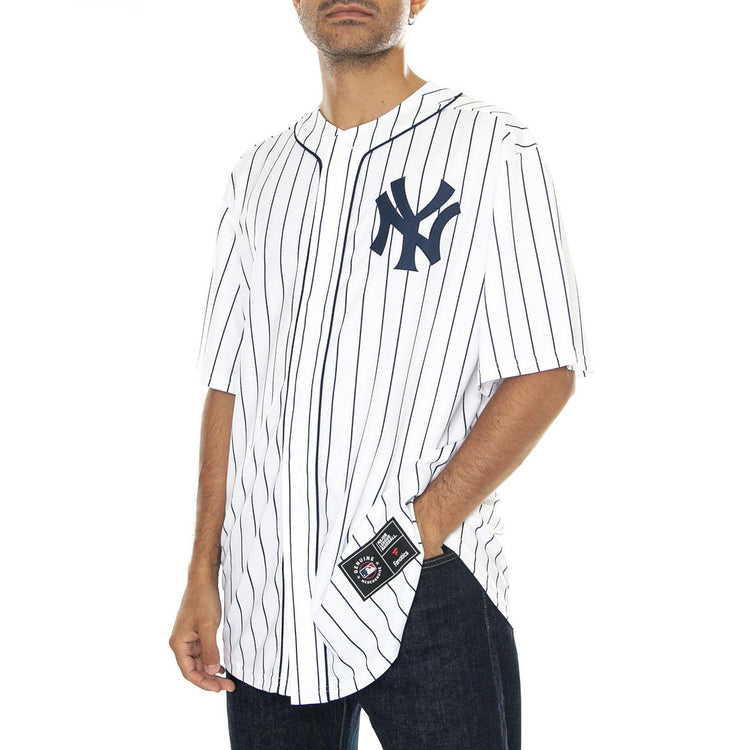 New York Yenkees MLB Core Foundation Top White / Navy - Camicia Maniche Corte Uomo Bianca / Blu 007N-071R-NK-0IY  GENUINE 