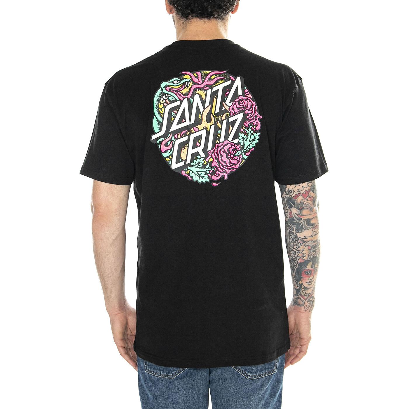 Dressen Rose Crew Two Black - Maglietta Girocollo Uomo Nera SCA-TEE-10713  SANTA CRUZ 