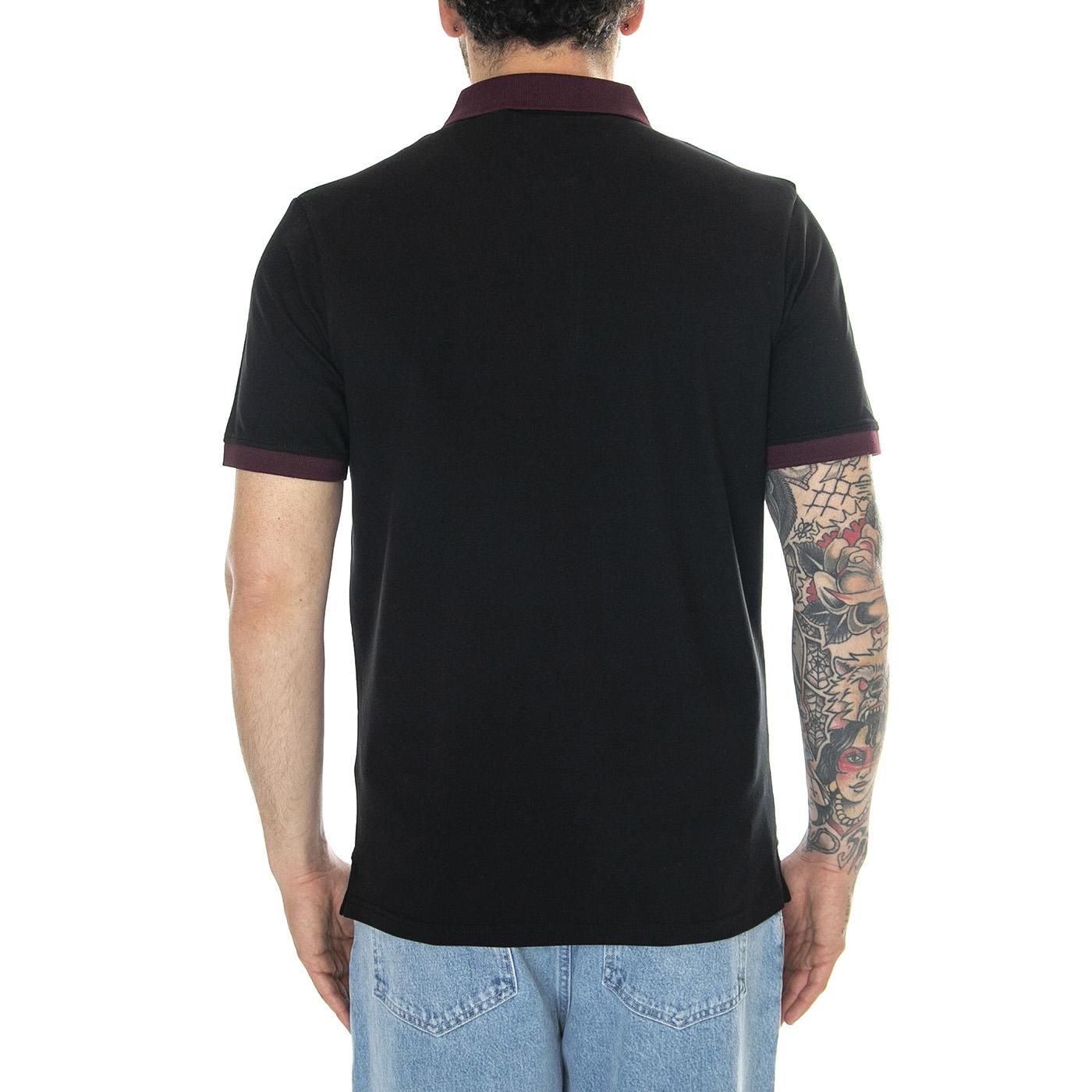 Tonal Ringer Polo Shirt Jet Black/ Burgundy - Polo Uomo Nera SP2014V-W245  LYLE & SCOTT 