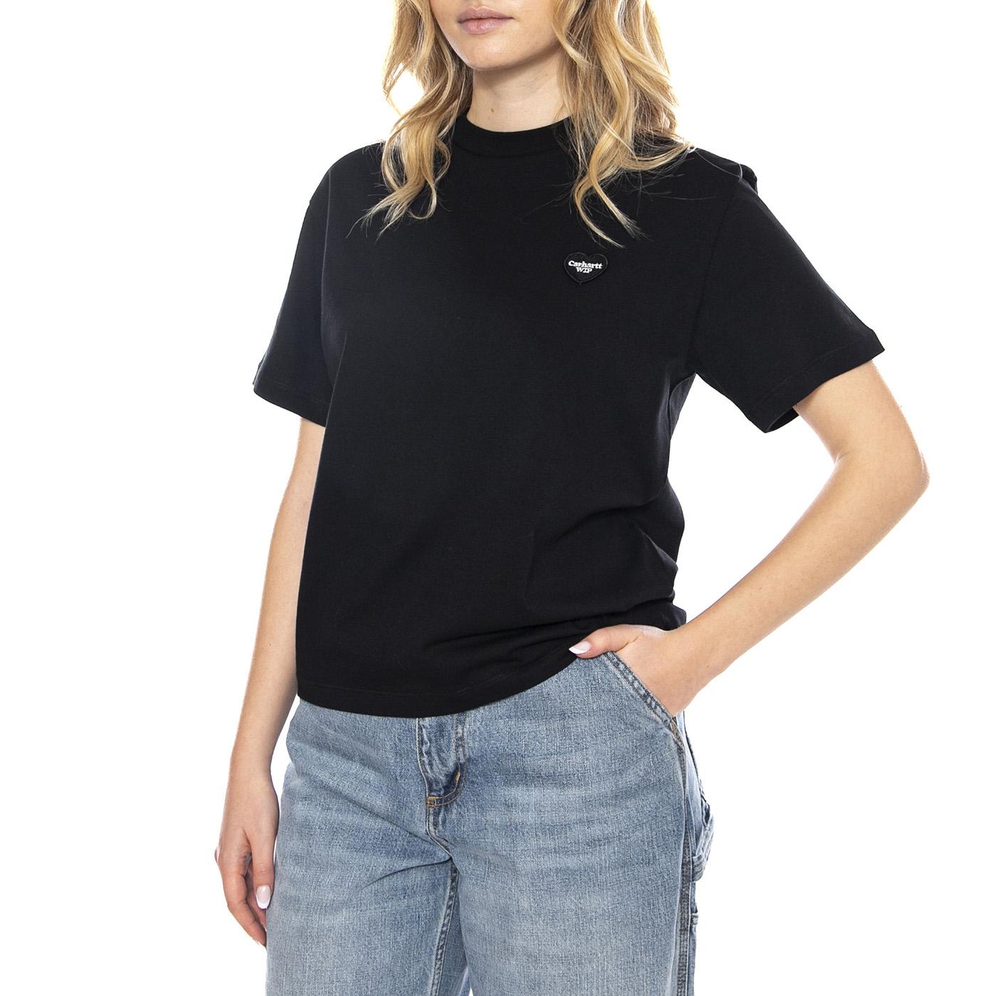 W Carhartt S/S Heart Patch T-Shirt - Nera - Maglietta Donna I032318_00E_XX . CARHARTT WIP 