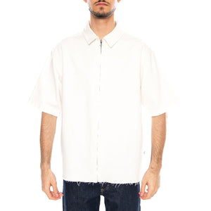 Denim Shirt with Zipper White - Camicia Maniche Corte con Zip Uomo Bianca 112376578 WHT LEE 