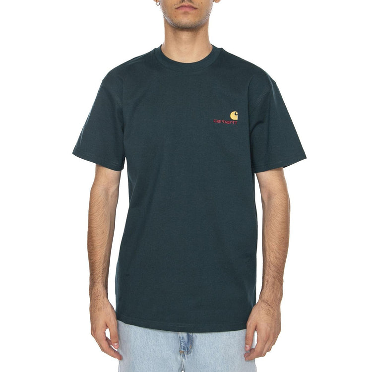 S/S American Script T-Shirt Deep Lagoon - Maglietta Girocollo Uomo Verde I029956.0AUXX  CARHARTT WIP 
