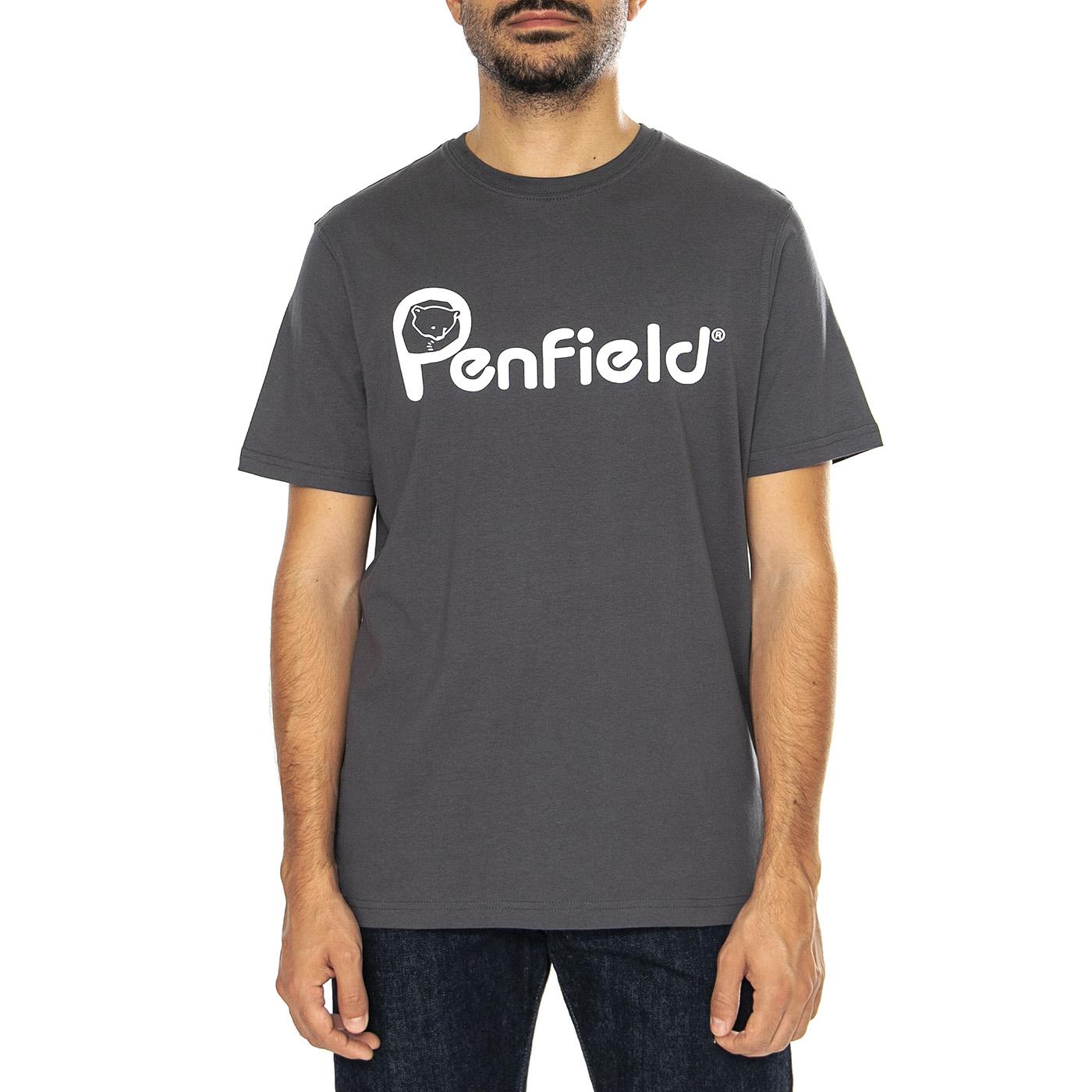 Penfield Bear Chest Print T-Shirt Ebony - Maglietta Girocollo Uomo Grigia PFD0019-B91  PENFIELD 