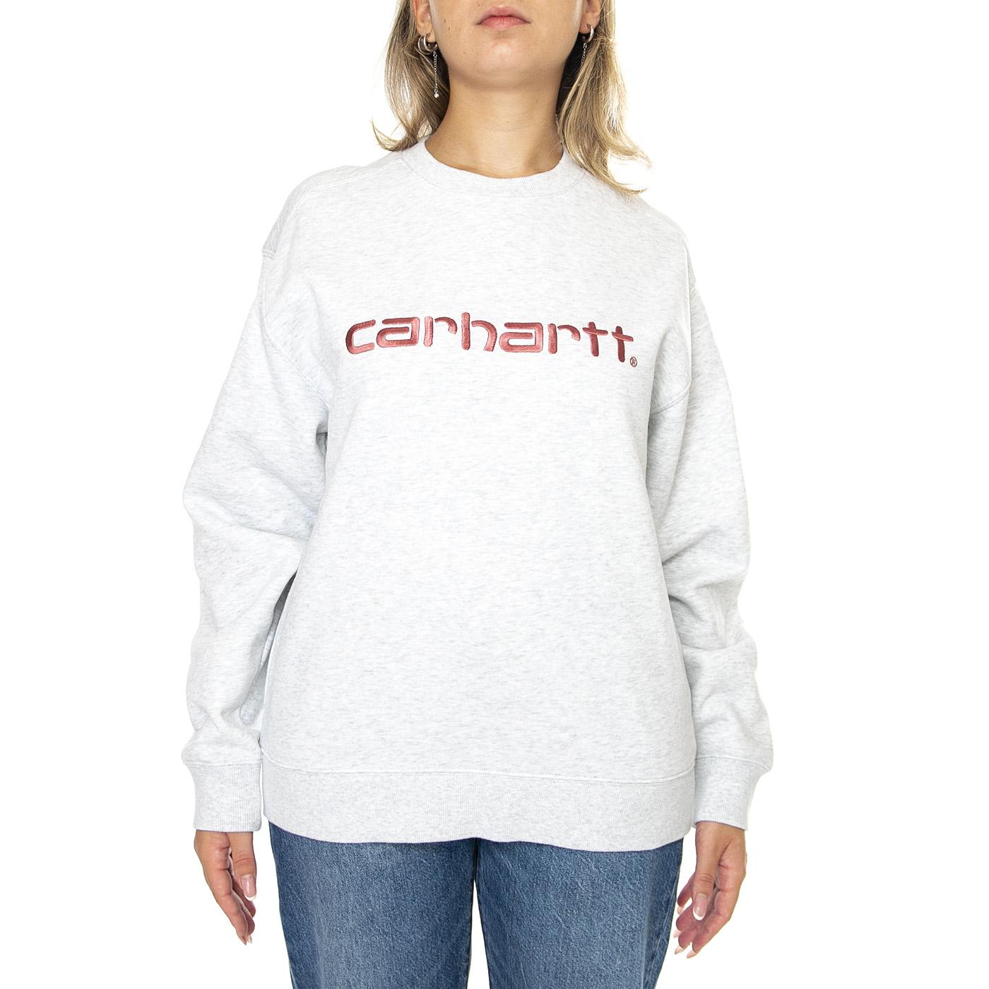 W' Carhartt Sweat Ash Heather / Dusty Rose - Felpa Girocollo Donna Grigia I033647.2J5XX  CARHARTT WIP 