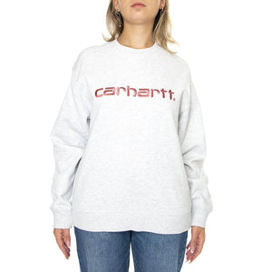 W' Carhartt Sweat Ash Heather / Dusty Rose - Felpa Girocollo Donna Grigia I033647.2J5XX  CARHARTT WIP 