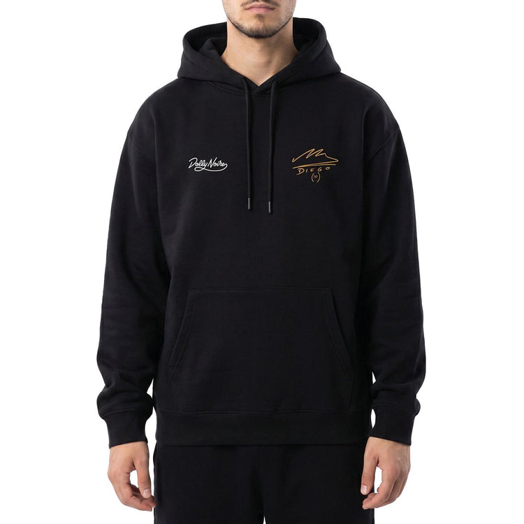 D10S Hoodie Black- Felpa Maradona con Cappuccio Uomo Nera SW1368 GQ-01 DOLLY NOIRE 