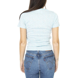 SS Rib Baby Tee PT0589_WT_H123 Porcelain Blue - Maglietta Girocollo Donna Blu 37697-0056  LEVIS 