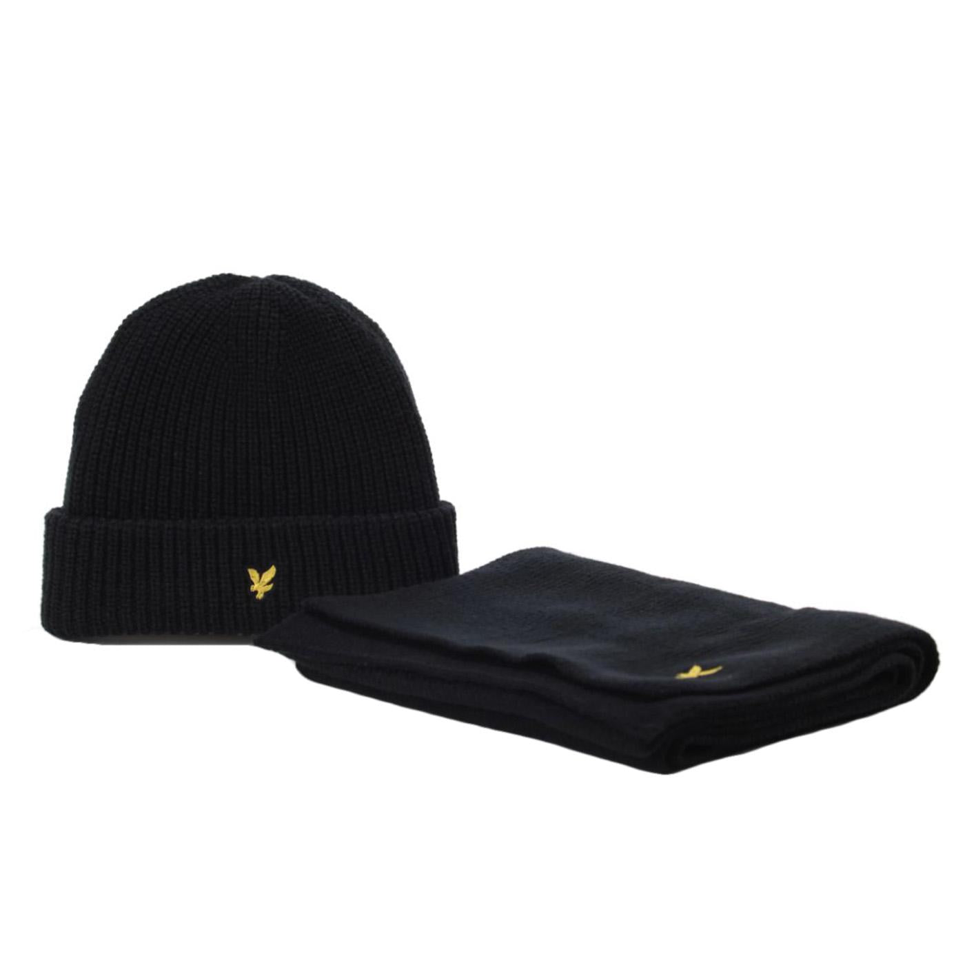 Lambswool Ribbed Beanie & Scar Jet Black - Set Cappellino e Sciarpa Nero GF2100A-Z865  LYLE & SCOTT 
