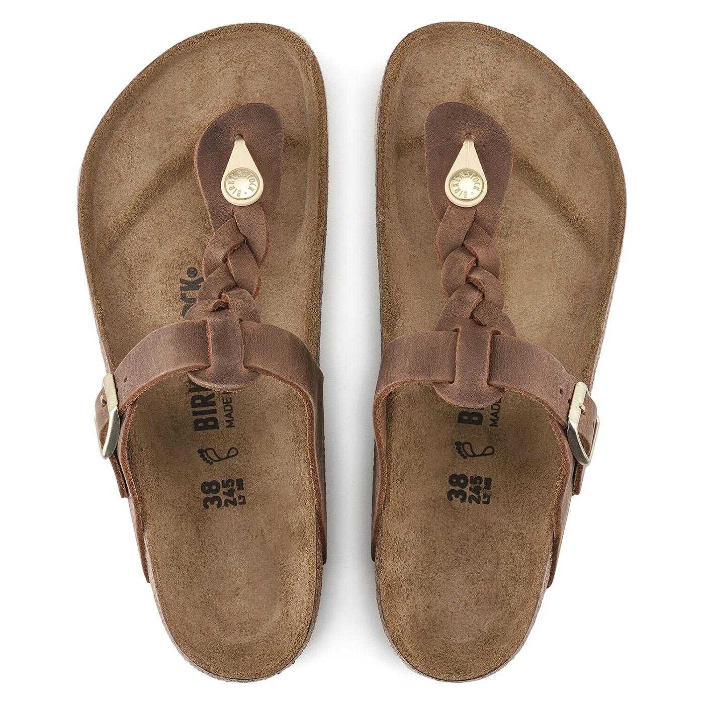 Gizeh Braided Cognac Oiled Leather - Sandali Donna Marroni 1021355  BIRKENSTOCK 