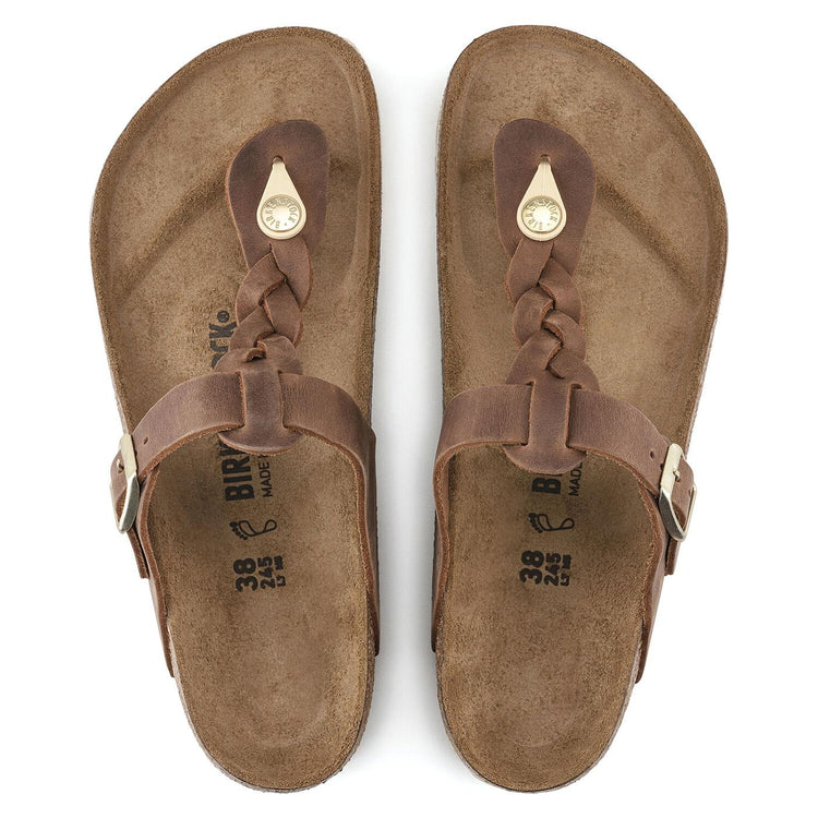 Gizeh Braided Cognac Oiled Leather - Sandali Donna Marroni 1021355  BIRKENSTOCK 