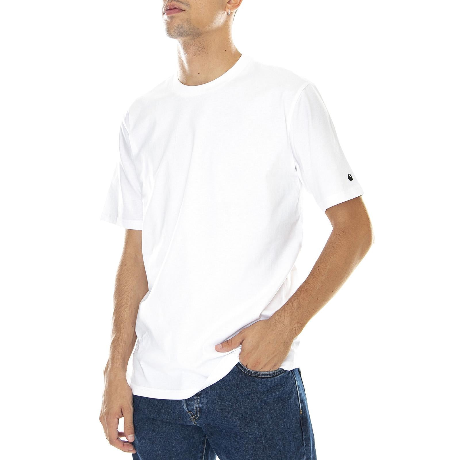 M' S/S Base T-Shirt White / Black - Maglietta Girocollo Uomo Bianca I026264.00A.XX.03  CARHARTT WIP 