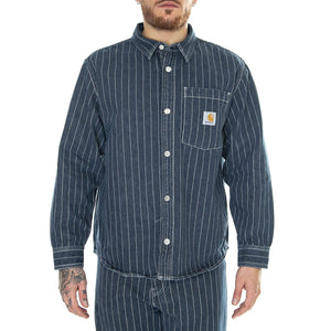 Orlean Shirt Jac Orlean Stripe, Blue / White /stone washed - Camicia Uomo Blu I033009.1XY06  CARHARTT WIP 
