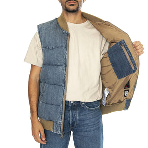 Western Super Puff Vest Slightly Sidetra Med Indigo Worn In - Giacca Smanicata Uomo Demin Jeans Blu A9128-0000  LEVIS 