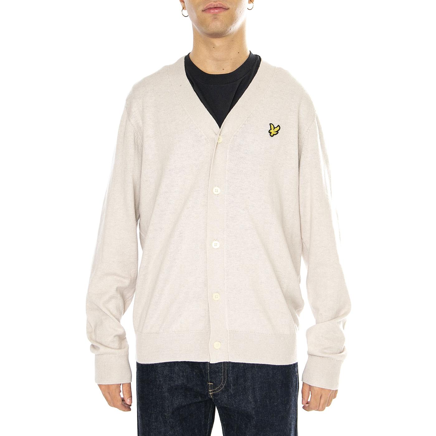 Cotton Merino V Neck Cardigan Cove - Cardigan Uomo Beige KN2100V-W870  LYLE & SCOTT 