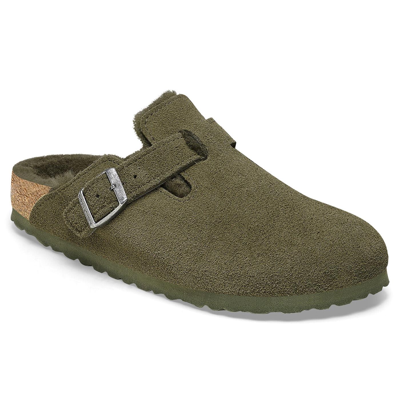 Boston Shearling thyme, Suede Leather - Sandali Uomo Verdi 1025667  BIRKENSTOCK 
