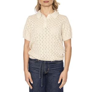 Lavender Pointelle Polo Oatmeal - Polo in Maglia Donna Beige 0012V-0000 . LEVIS 
