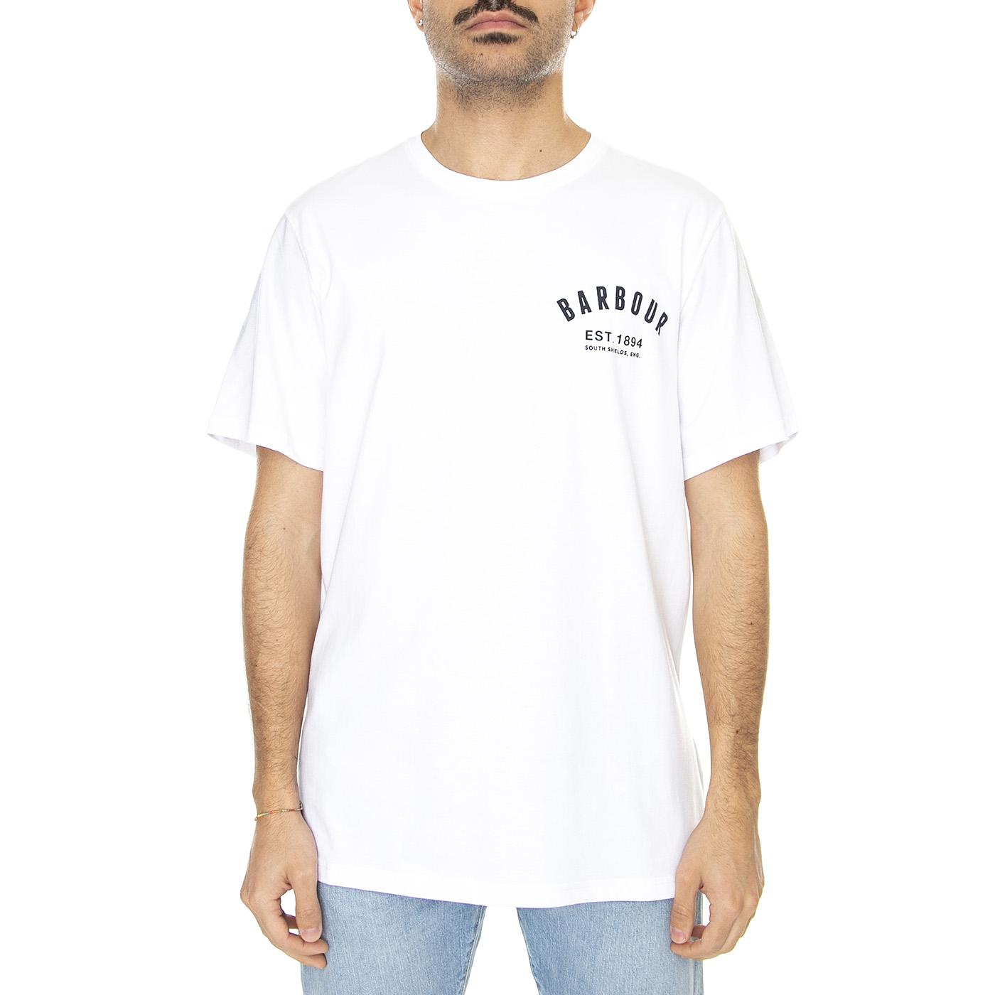 Preppy Tee White - Maglietta Girocollo Uomo Bianca MTS0502-WH11-SS23  BARBOUR 