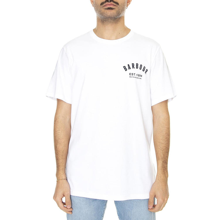 Preppy Tee White - Maglietta Girocollo Uomo Bianca MTS0502-WH11-SS23  BARBOUR 