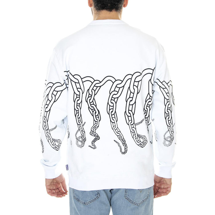 Octopus Chain Crewneck White - Felpa Girocollo Uomo Bianca / Multicolore 23SOSC33-WHITE  OCTOPUS 