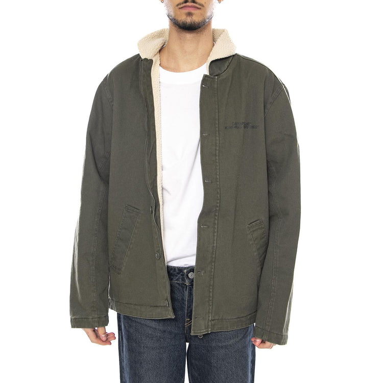 Washed Deck Jacket -- Giacca Uomo Beetle Verde 6040095 19-0312 CAT 