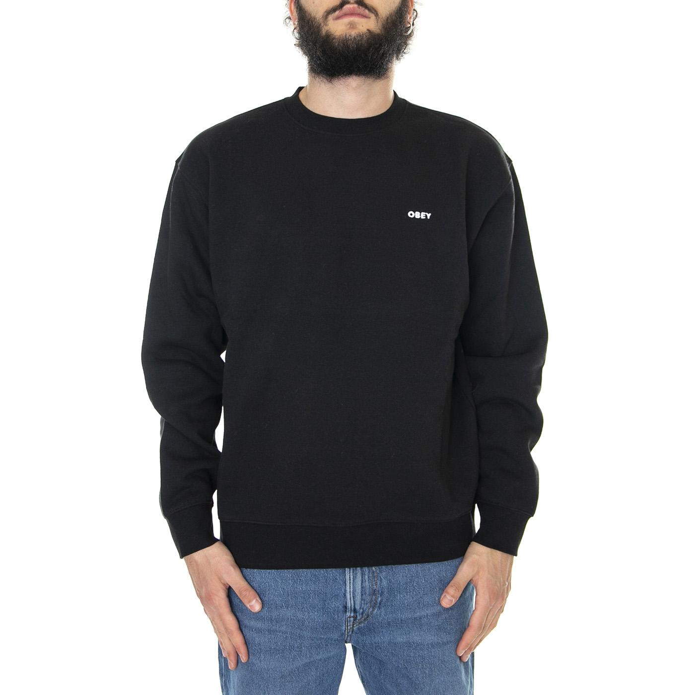 Established Works Bold Crew Fleece Black - Felpa Girocollo Uomo Nera 112480122-BLKe  OBEY 