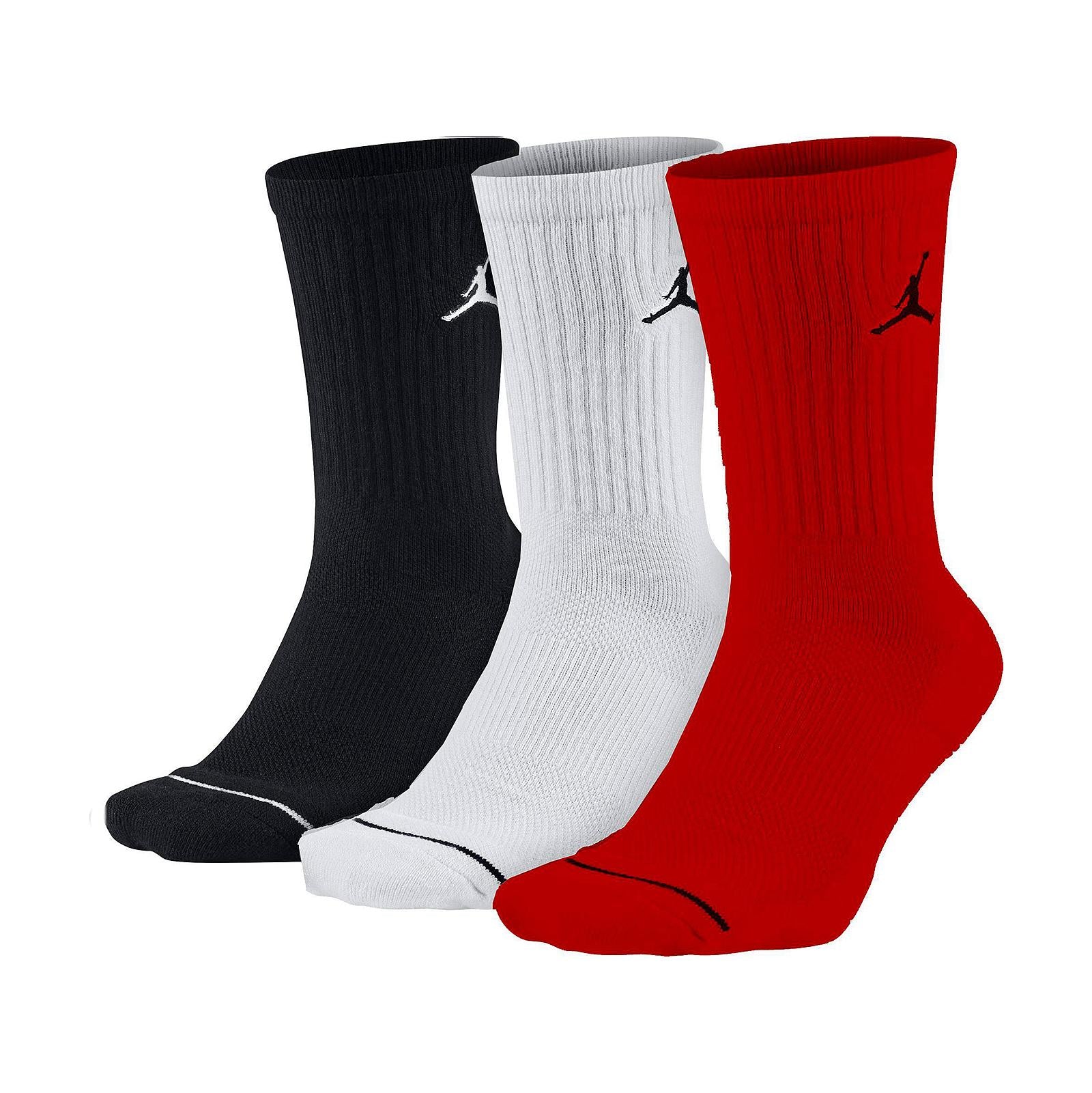 Unisex Jordan Jumpman Crew Socks (3 Pack) BLACK/WHITE/GYM RED SX5545-011  NIKE 