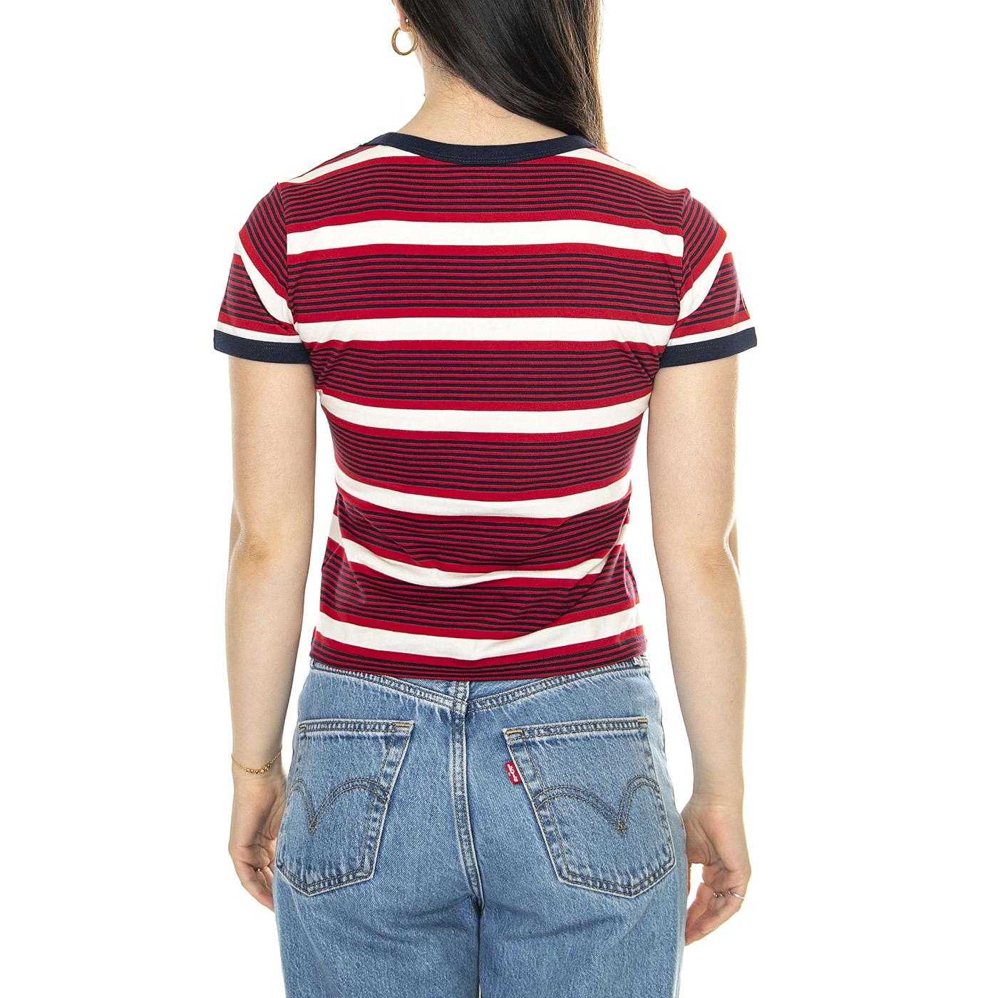 Scoop Neck Ringer Tee Red - Maglietta Girocollo Donna Multicolore 112350311  WRANGLER 