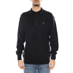 Matson Lambswool Knit - Polo Uomo a Maniche Lunghe Nera F4GFF023 10 FARAH 