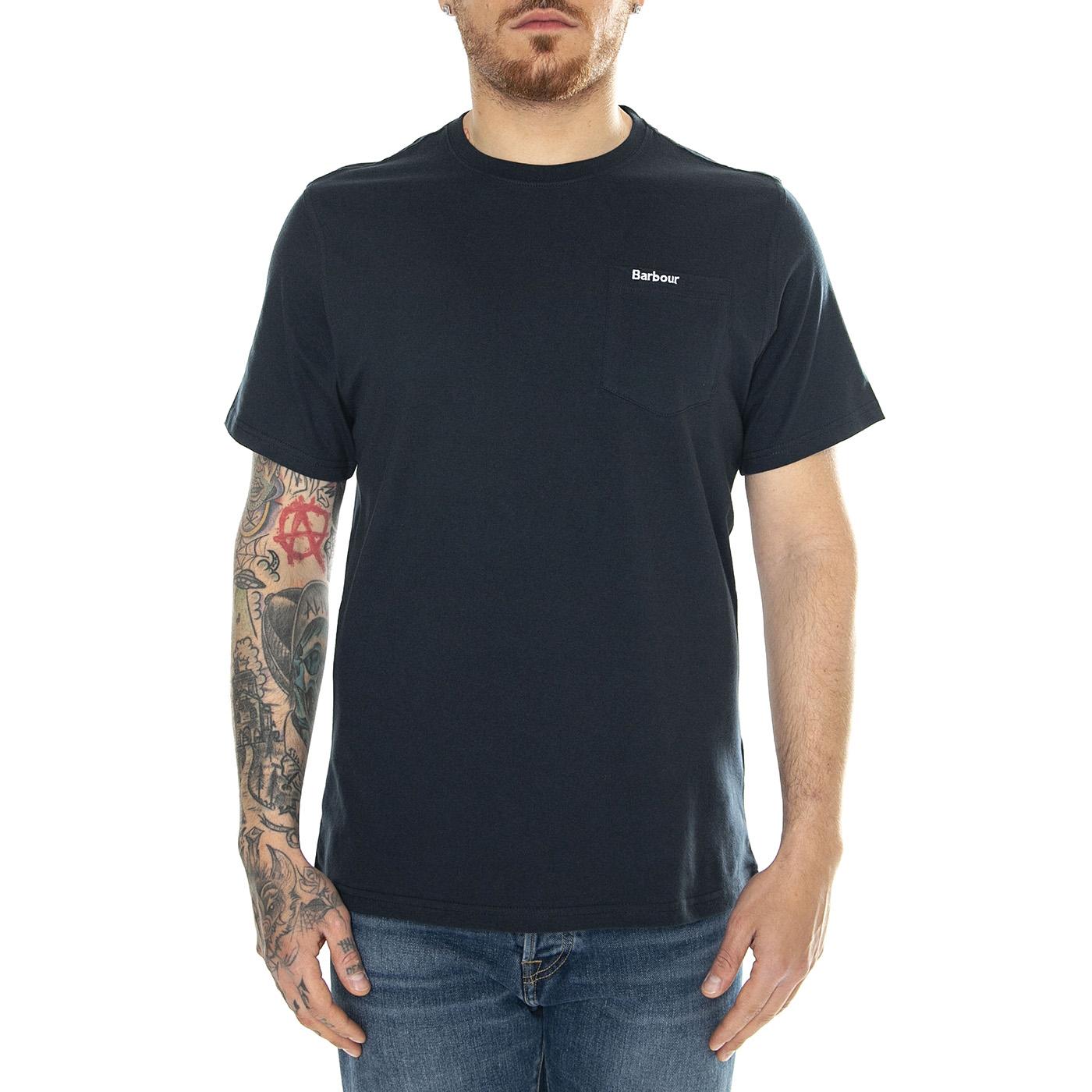 Langdon Pocket Tee Navy - Maglietta Girocollo Uomo Blu SS24-MTS1114-NY91  BARBOUR 