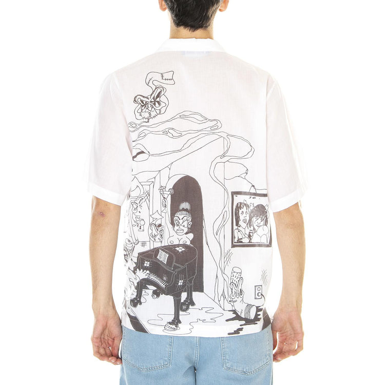 M' Strip Club Shirt White - Camica Maniche Corte Uomo Bianca / Multicolore S23STRIP-WHT  USUAL 