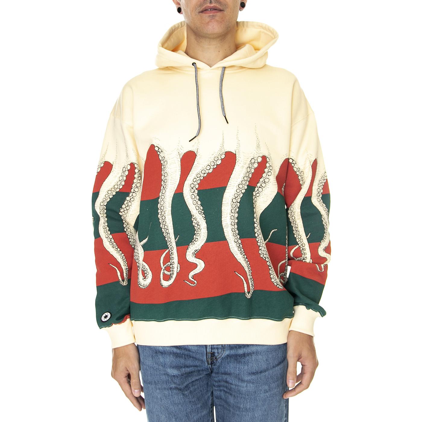 Freddy's Octopus Hoodie Cream - Felpa con Cappuccio Uomo Gialla / Multicolore 22WOSH90-CREAM  OCTOPUS 