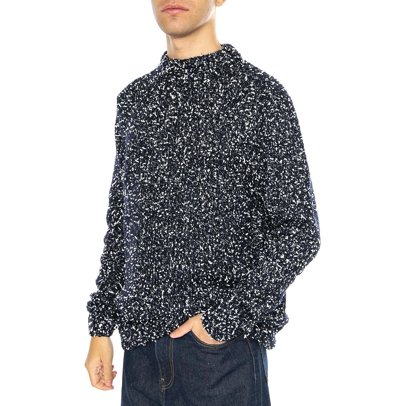 Two Tones Sweater Navy / Navy - Maglione Girocollo Uomo Blu 3085-NAVY  BRAVA FABRICS 