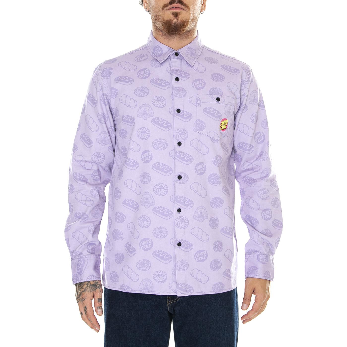 McCoy Donut Dog Shirt Digital Lavender - Camicia Uomo Viola McCoy Donut Dog Shirt DigitalL . SANTA CRUZ 