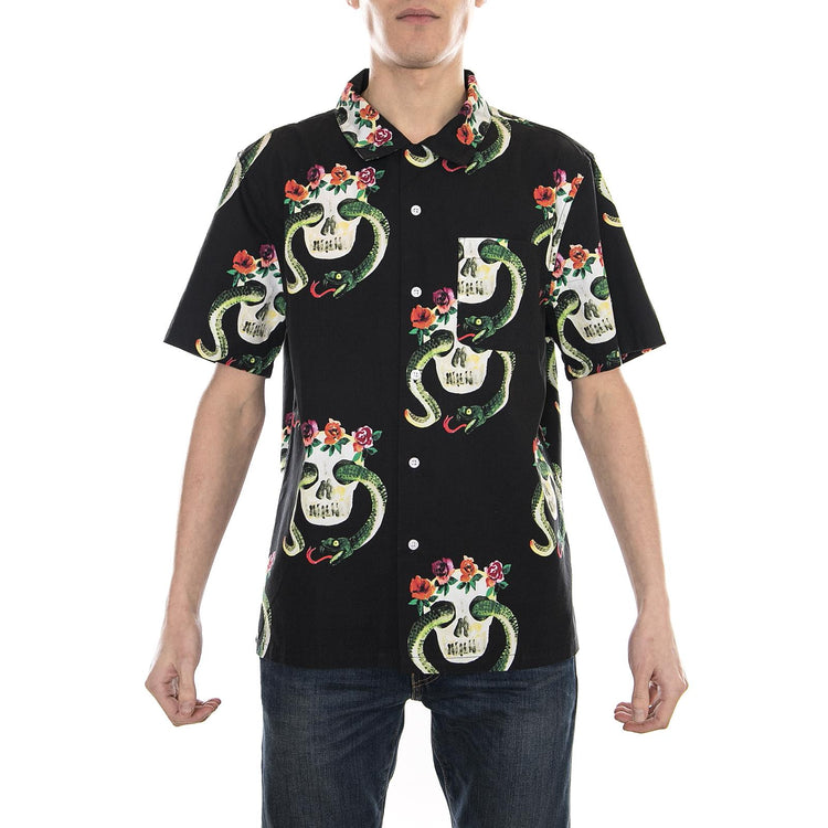 SKULL PATTERN SHIRT BLACK 111969-BLACK  STUSSY 