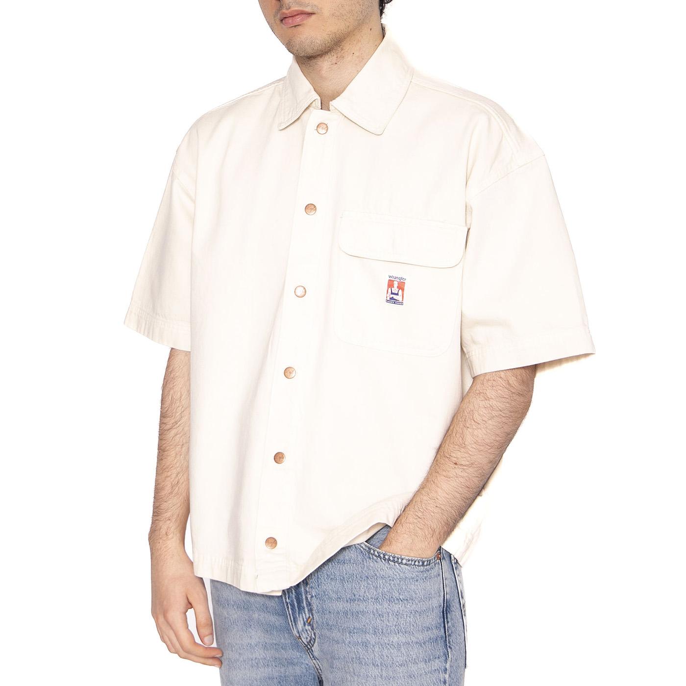 SS CJ Overshirt Ecru - Camicia Maniche Corte Uomo Bianca 112362900  WRANGLER 