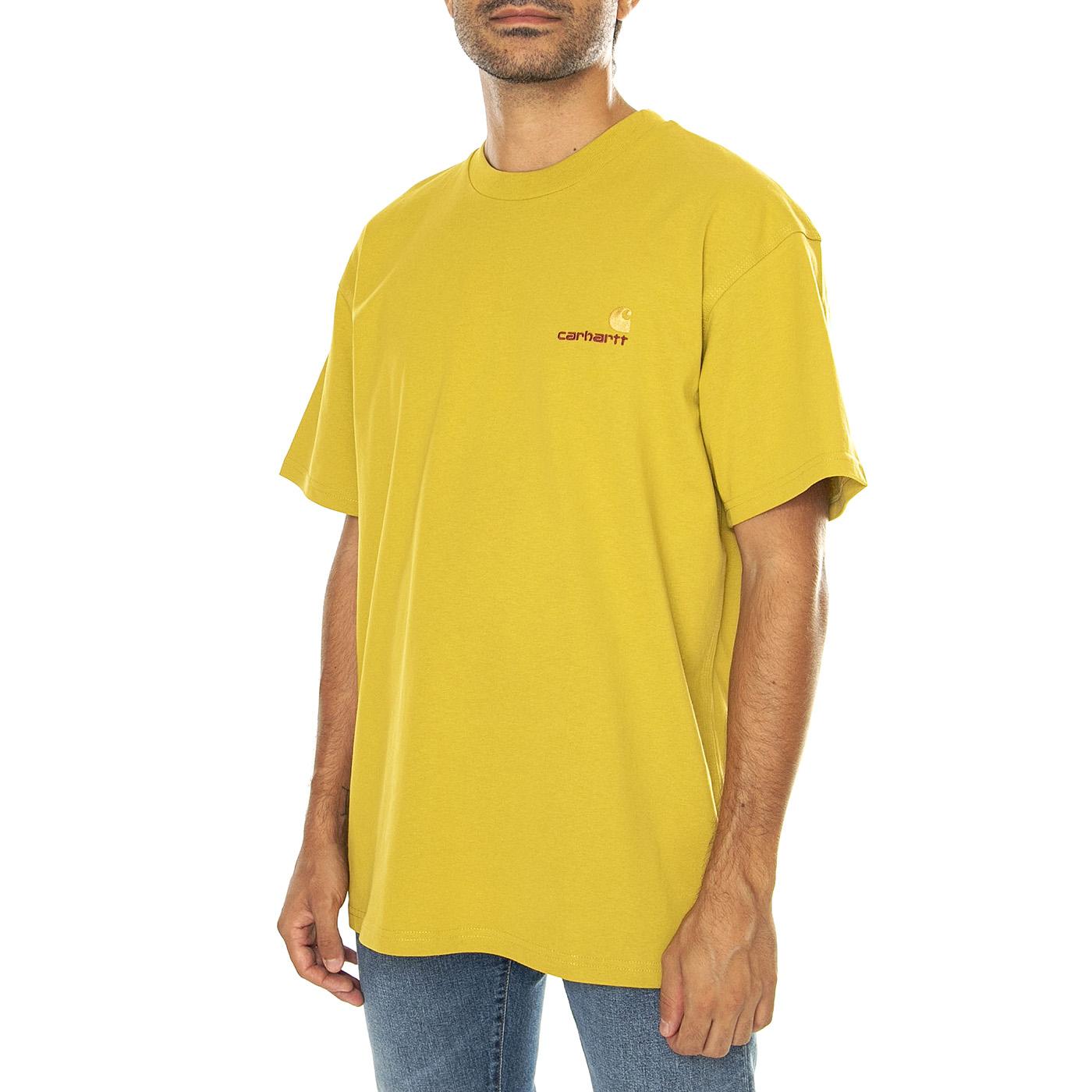 S/S American Script T-Shirt Golden Olive - Maglietta Girocollo Uomo Gialla I029956.29SXX  CARHARTT WIP 