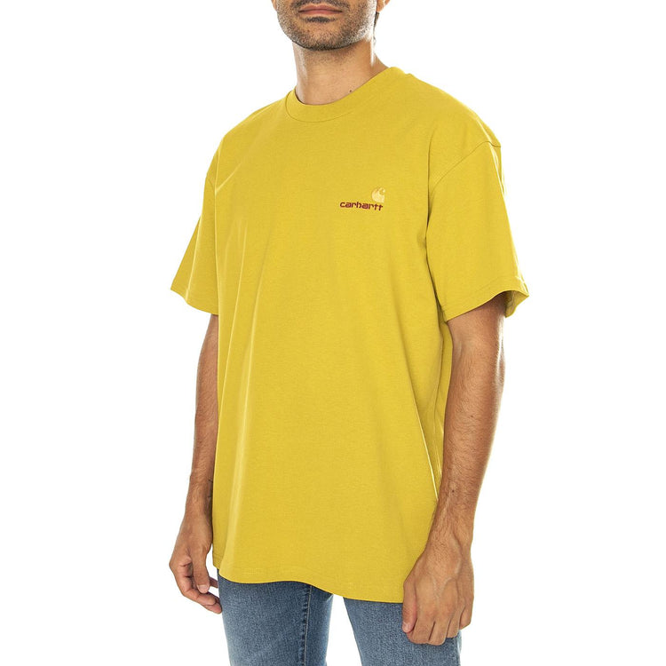 S/S American Script T-Shirt Golden Olive - Maglietta Girocollo Uomo Gialla I029956.29SXX  CARHARTT WIP 