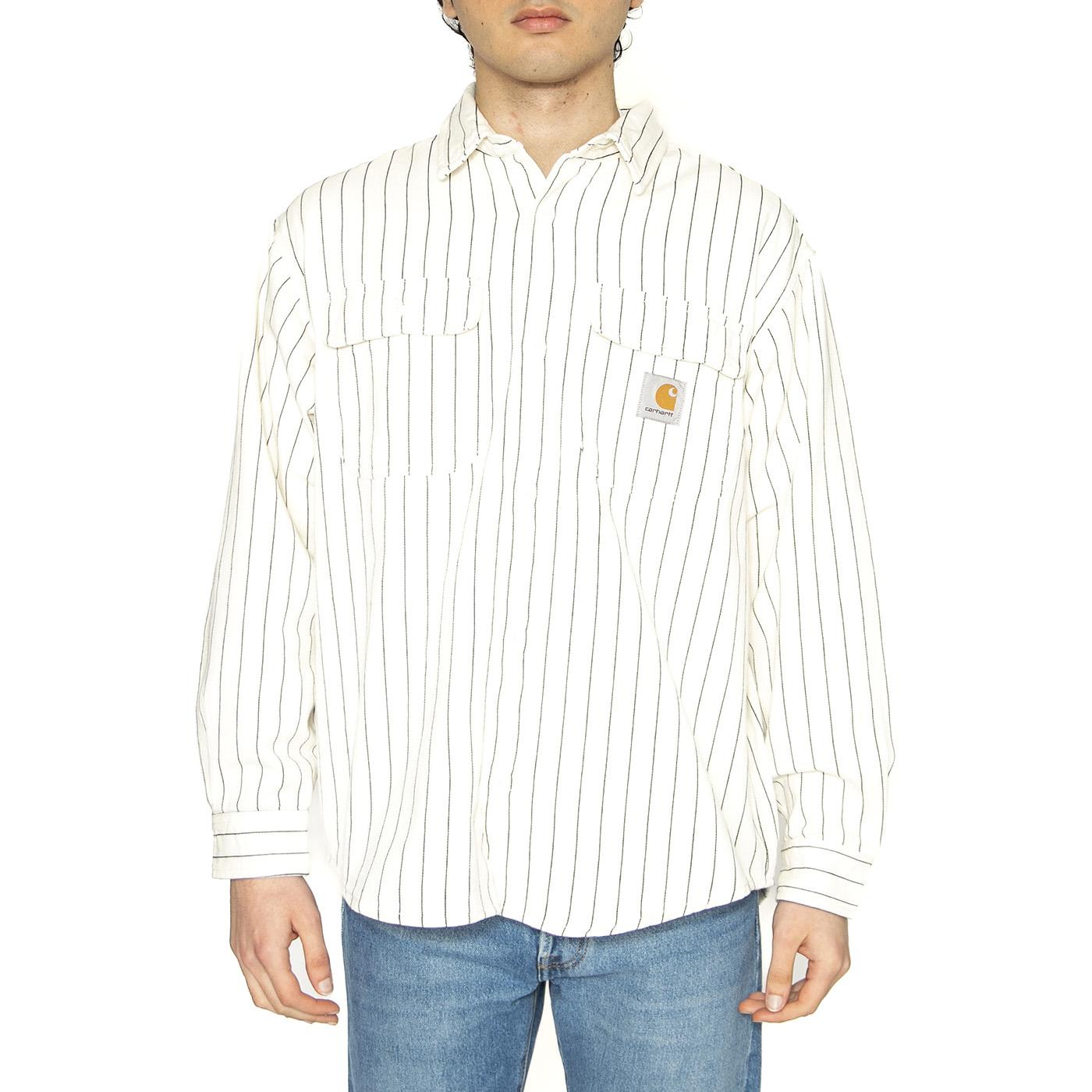 Hendry Shirt Jac Seaton Stripe, Wax / Dark Navy - Camicia Uom Bianca I034827.2RM02  CARHARTT WIP 