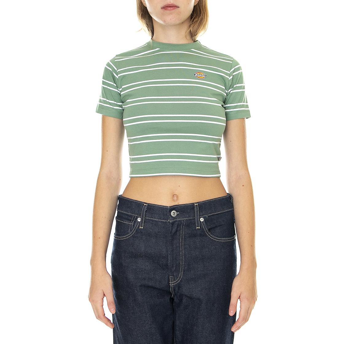 Westover Stripe Tee SS w Dark Ivy - Maglietta Girocollo Donna Verde / Multicolore DK0A4Y1DD401  DICKIES 