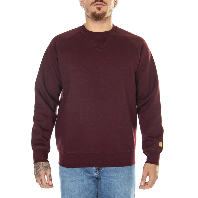Chase Sweat Amarone / Gold - Felpa Girocollo Uomo Bordeaux I026383.1QYXX  CARHARTT WIP 