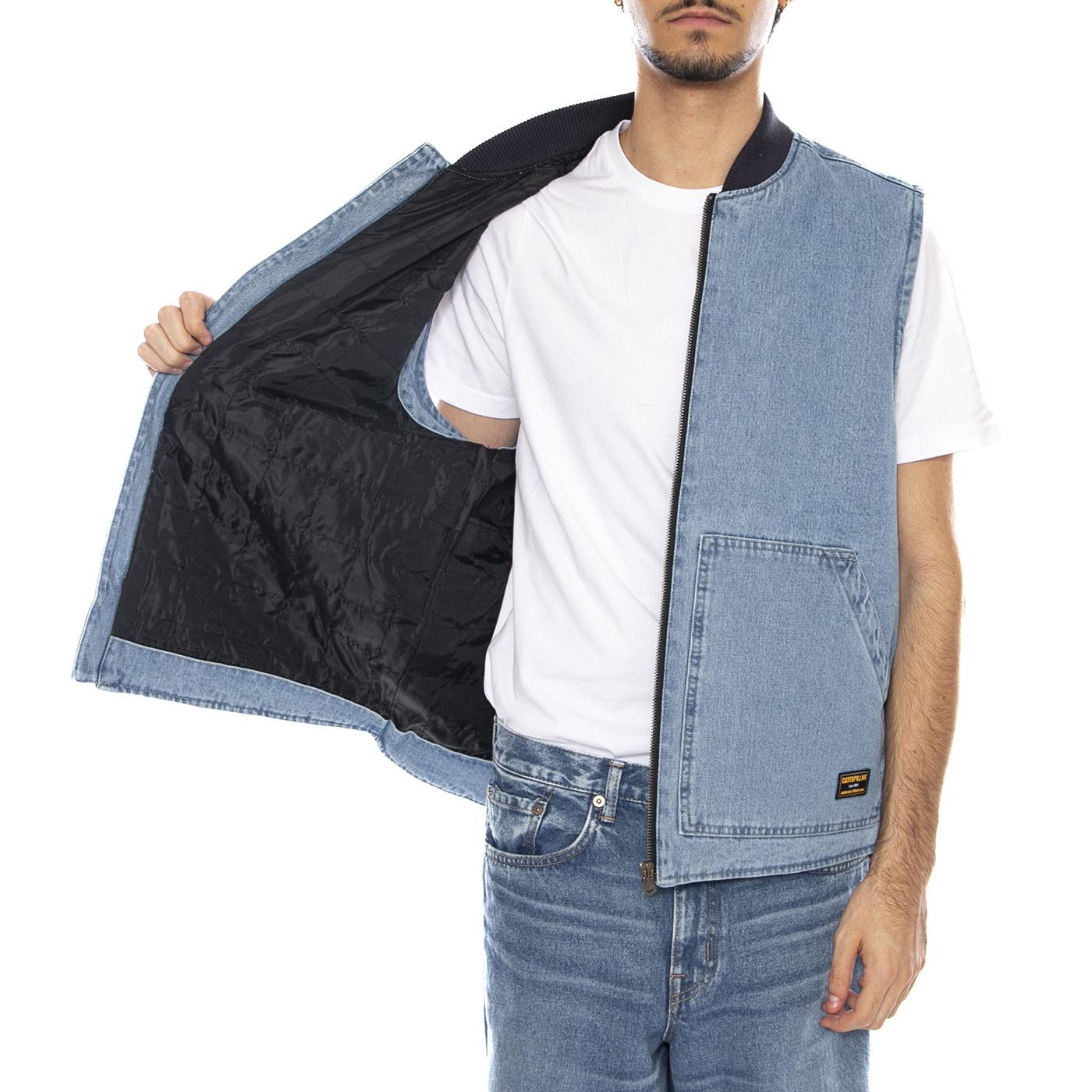 Spring Denim Vest Light Wash - Giacca Smanicata Denim Jeans Uomo Blu 6040116 10135 CAT 